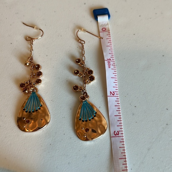 Guess Necklace Earring Set Turquoise Copper Rope Dangle Mixed Media Teardrop 19” - Picture 7 of 8